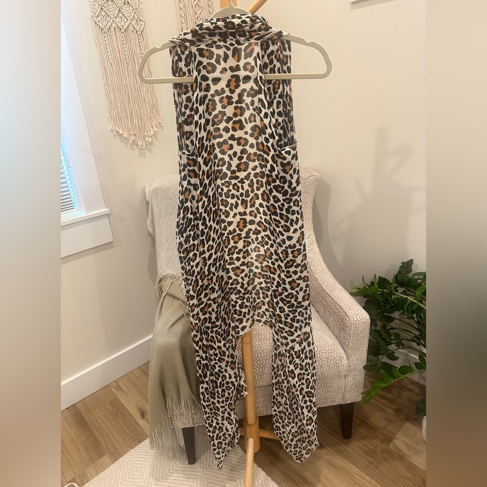 Amuse Society Leopard Print High Low Duster Kimono One Size Boho - Picture 5 of 7